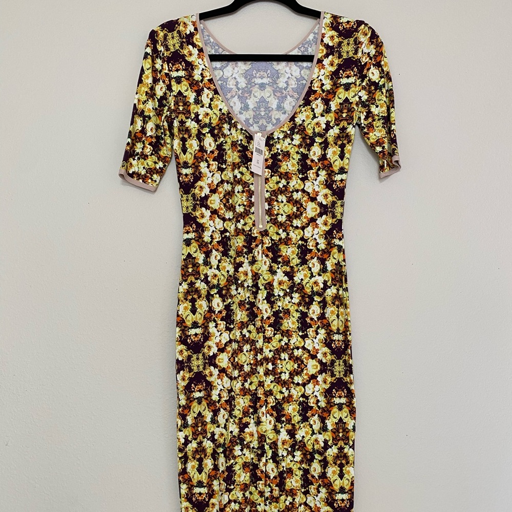 Anthropologie floral jersey midi dress ✨💛💜 - Picture 3 of 9